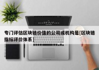 专门评估区块链价值的公司或机构是[区块链指标评价体系]